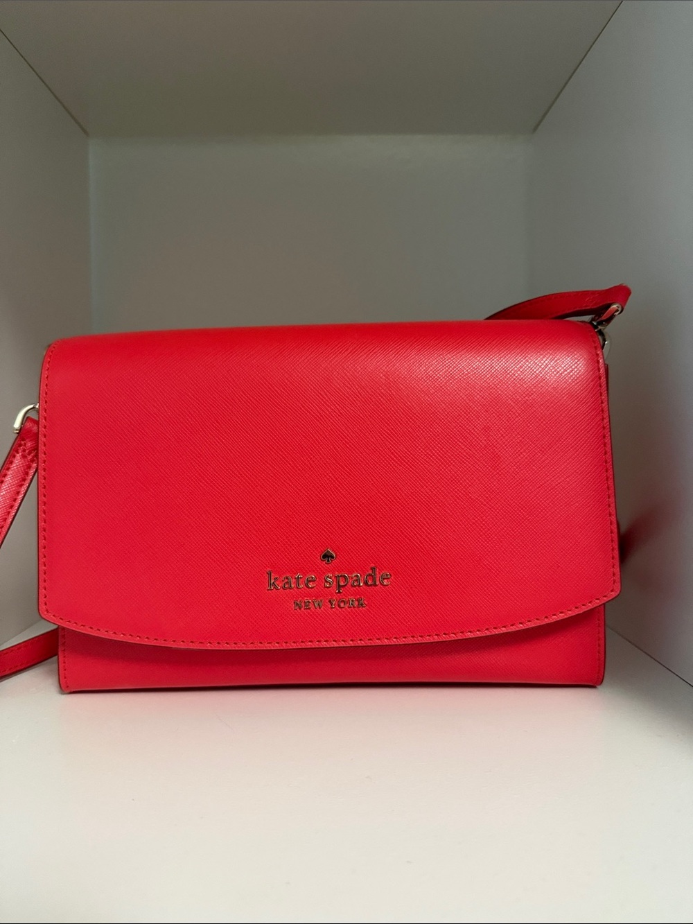 kate spade Red Saffiano Leather Flap Crossbody